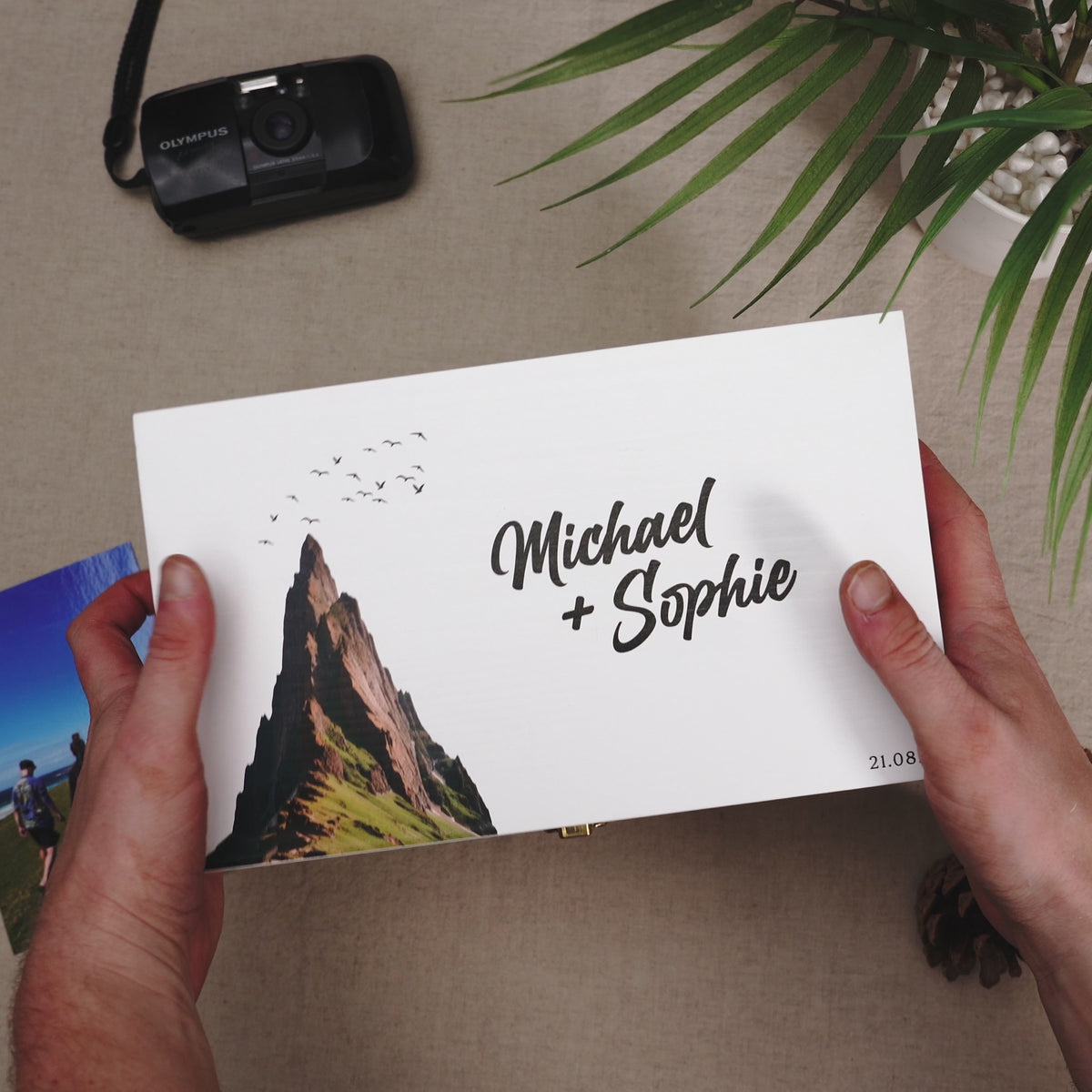 Load video: Wooden Travel Keepsake Box