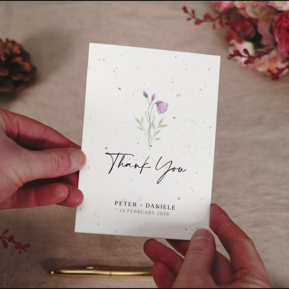Load video: Wildflower Seeded Wedding Thank You Cards
