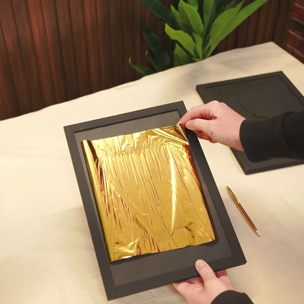 Load video: Custom baby name foil print in elegant frame, keepsake nursery wall art