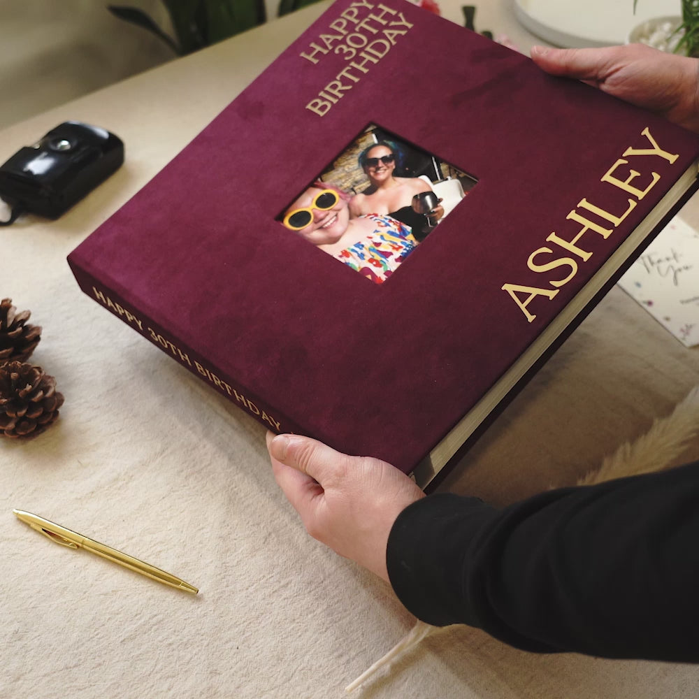 Load video: Extra Large Velvet Birthday Photo Album With Window