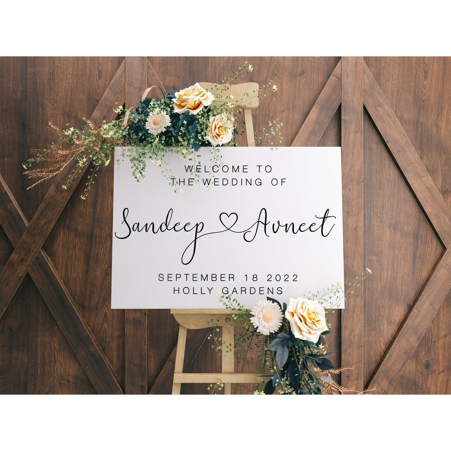 Wedding Welcome Sign | Heart Design | Modern & Clean - PeachandPearstudio