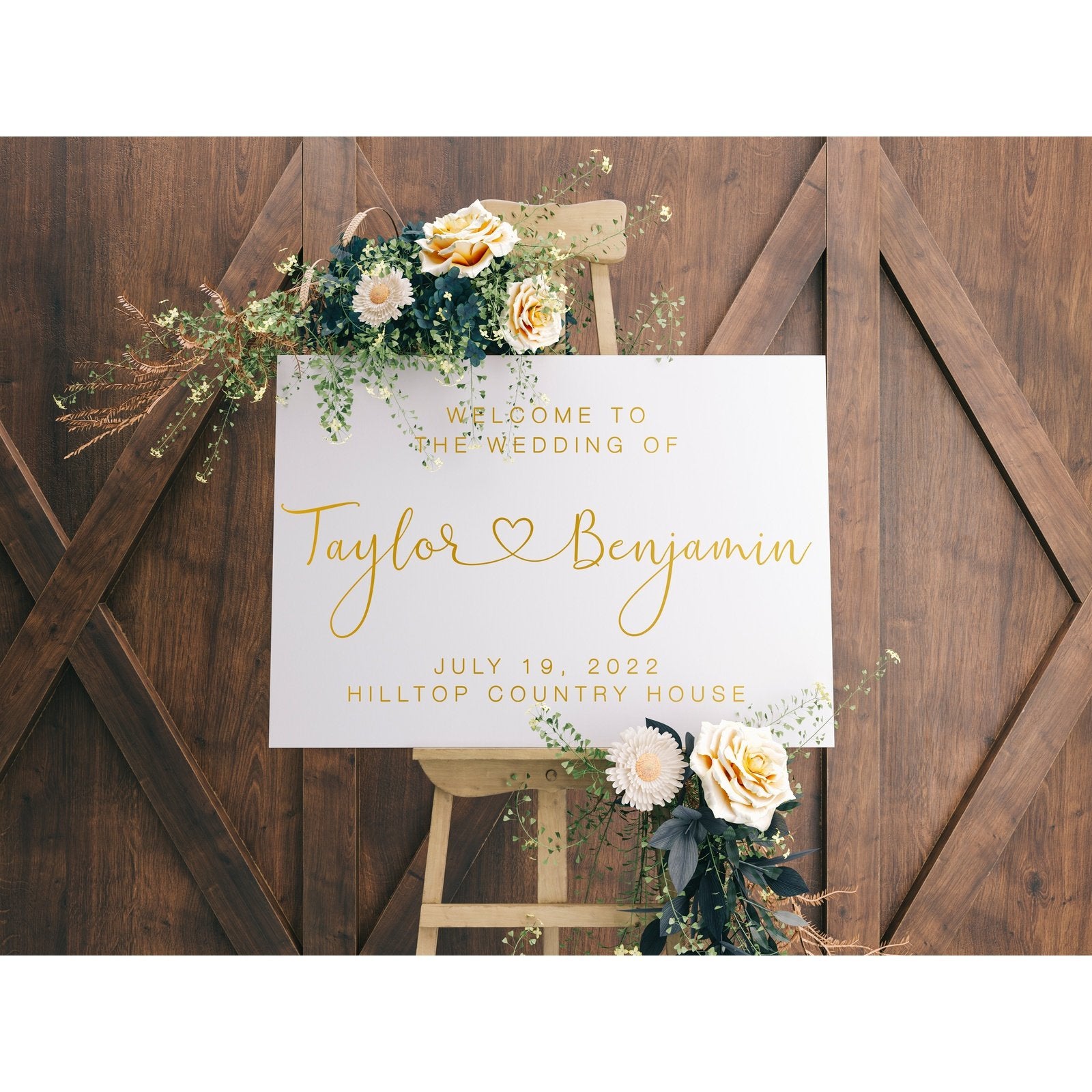 Wedding Welcome Sign | Heart Design | Modern & Clean - PeachandPearstudio