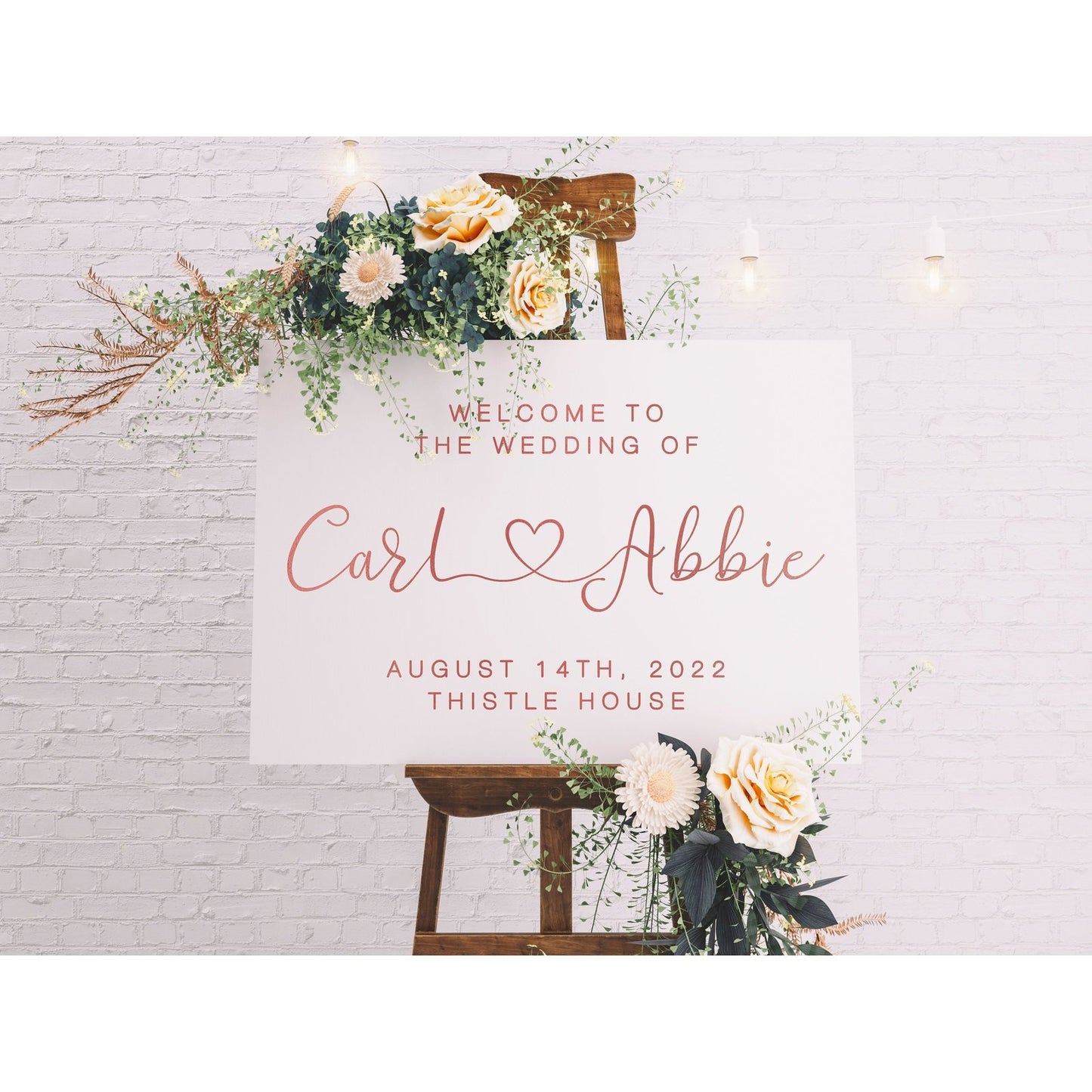 Wedding Welcome Sign | Heart Design | Modern & Clean - PeachandPearstudio