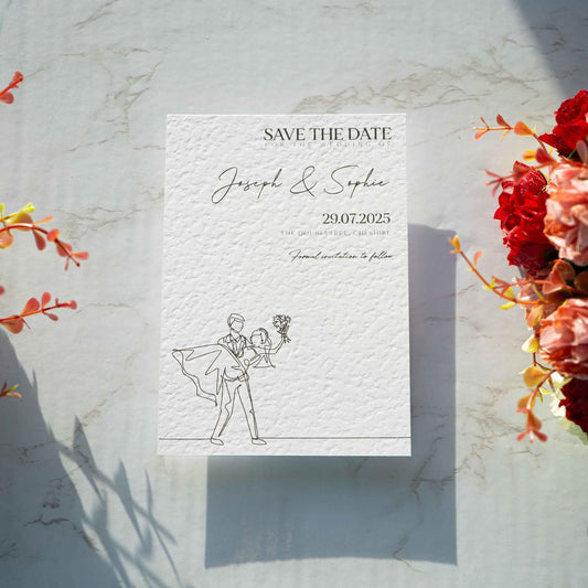 wedding save the date, hammered textured card, Wedding invitation cards