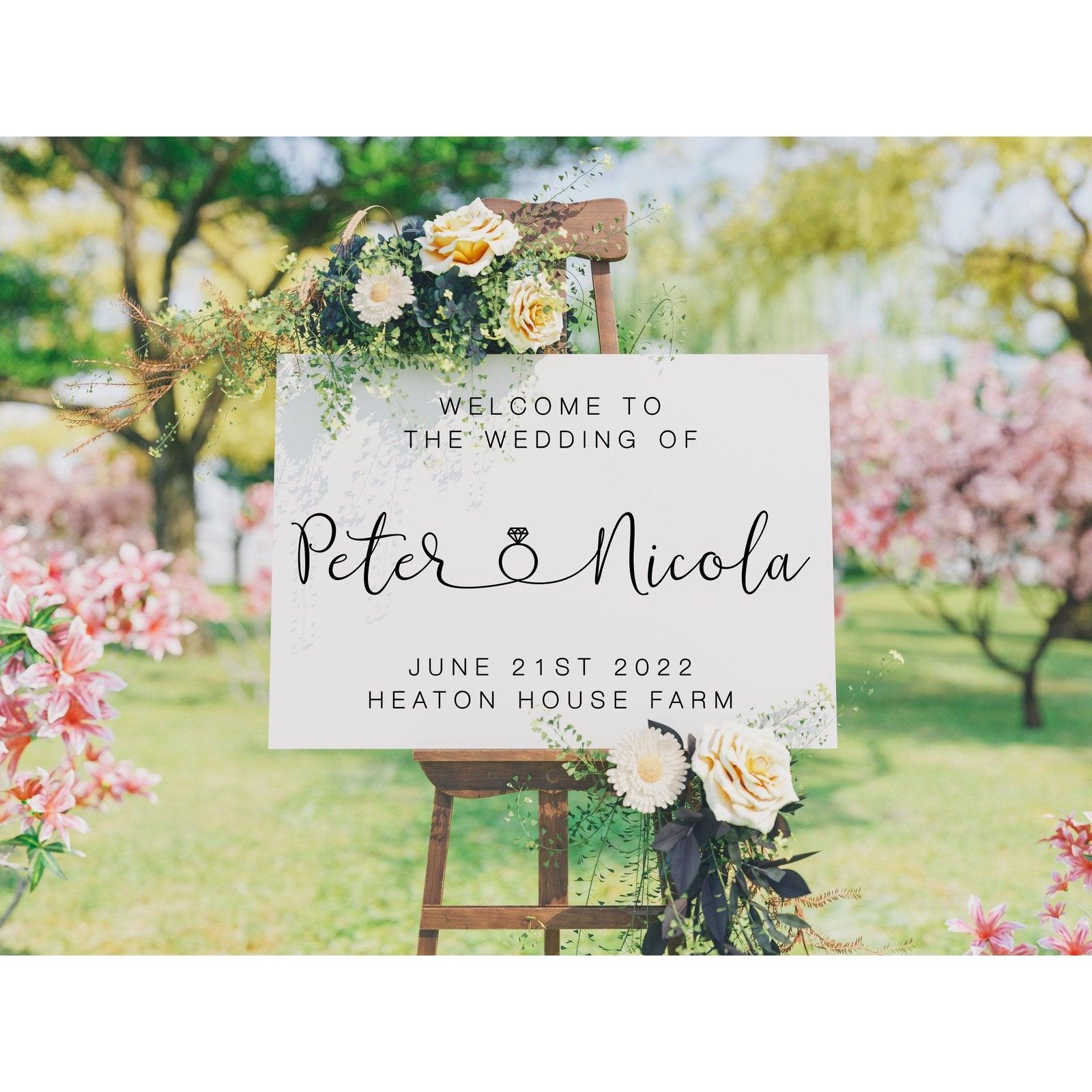 Wedding Welcome Sign | Ring Design | Modern & Clean - PeachandPearstudio