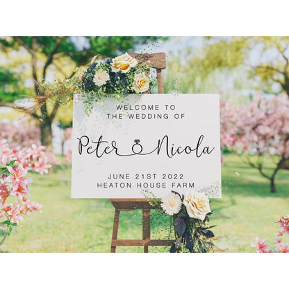 Wedding Welcome Sign | Ring Design | Modern & Clean - PeachandPearstudio